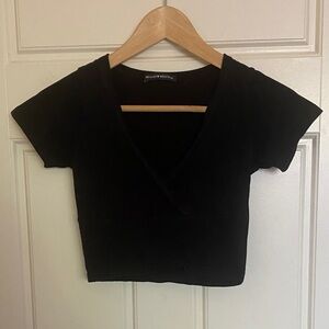 Brandy Melville Black Wrap-Style Cropped Top
